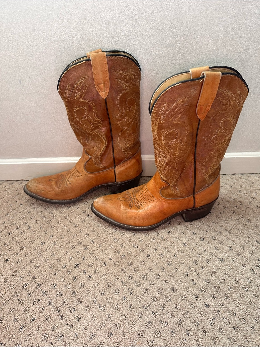 Vintage Laredo Brown Leather Cowboy Boots Made USA Men’s 9 D Western